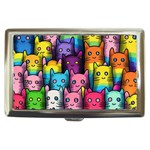 Cats Rainbow Pattern Colorful Feline Pets Cigarette Money Case Front