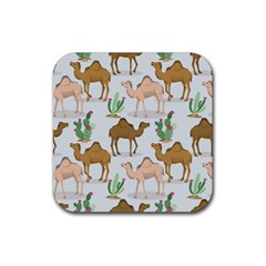 Camels-cactus-desert-pattern Rubber Coaster (square) by Salman4z