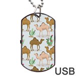 Camels-cactus-desert-pattern Dog Tag USB Flash (Two Sides) Front