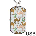 Camels-cactus-desert-pattern Dog Tag USB Flash (Two Sides) Back