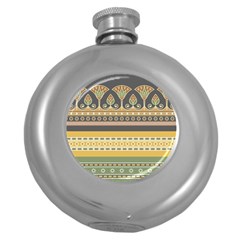 Seamless-pattern-egyptian-ornament-with-lotus-flower Round Hip Flask (5 Oz) by Salman4z