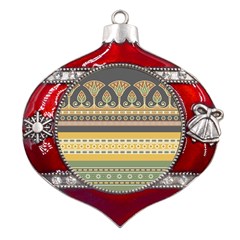 Seamless-pattern-egyptian-ornament-with-lotus-flower Metal Snowflake And Bell Red Ornament by Salman4z