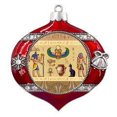 Egypt-horizontal-illustration Metal Snowflake And Bell Red Ornament by Salman4z