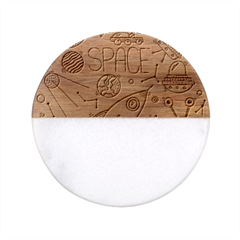 Space-cosmos-seamless-pattern-seamless-pattern-doodle-style Classic Marble Wood Coaster (round)  by Salman4z