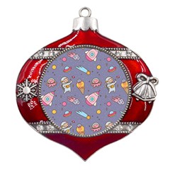 Outer-space-seamless-background Metal Snowflake And Bell Red Ornament by Salman4z