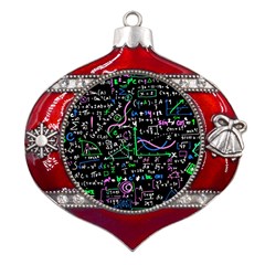 Math-linear-mathematics-education-circle-background Metal Snowflake And Bell Red Ornament by Salman4z