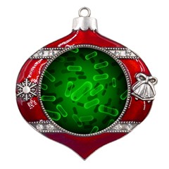 Green-rod-shaped-bacteria Metal Snowflake And Bell Red Ornament by Salman4z