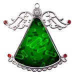 Green-rod-shaped-bacteria Metal Angel with Crystal Ornament Front