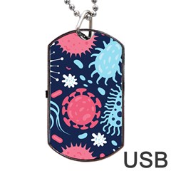 Seamless-pattern-microbes-virus-vector-illustration Dog Tag Usb Flash (two Sides) by Salman4z