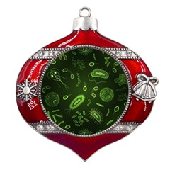 Bacteria-virus-seamless-pattern-inversion Metal Snowflake And Bell Red Ornament by Salman4z