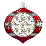 Seamless-pattern-with-cute-sloths Metal Snowflake And Bell Red Ornament Front