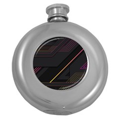 Gradient-geometric-shapes-dark-background Round Hip Flask (5 Oz) by Salman4z