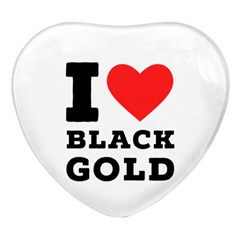 I Love Black Gold Heart Glass Fridge Magnet (4 Pack) by ilovewhateva