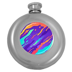 Multicolored-abstract-background Round Hip Flask (5 Oz) by Salman4z