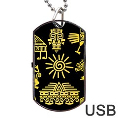 Maya-style-gold-linear-totem-icons Dog Tag Usb Flash (one Side) by Salman4z