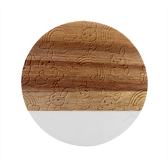 Seamless-pattern-with-cute-rabbit-character Marble Wood Coaster (round) by Salman4z