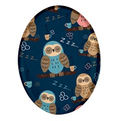 Seamless-pattern-owls-dreaming Oval Glass Fridge Magnet (4 Pack) by Salman4z