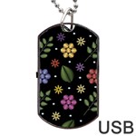 Embroidery-seamless-pattern-with-flowers Dog Tag USB Flash (Two Sides) Front