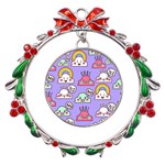 Cloud-seamless-pattern -- Metal X mas Wreath Ribbon Ornament Front