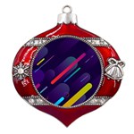 Colorful-abstract-background Metal Snowflake And Bell Red Ornament Front