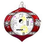 Graphic-design-geometric-background Metal Snowflake And Bell Red Ornament Front