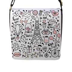 Big-collection-with-hand-drawn-objects-valentines-day Flap Closure Messenger Bag (l) by Salman4z