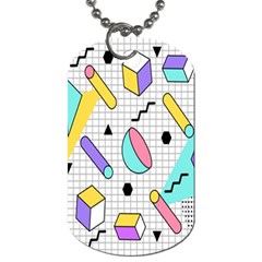 Tridimensional-pastel-shapes-background-memphis-style Dog Tag (one Side) by Salman4z