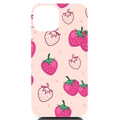 Seamless-strawberry-fruit-pattern-background Iphone 14 Black Uv Print Case by Salman4z