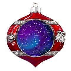 Realistic-night-sky-poster-with-constellations Metal Snowflake And Bell Red Ornament by Salman4z