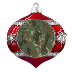 Camouflage-splatters-background Metal Snowflake And Bell Red Ornament by Salman4z