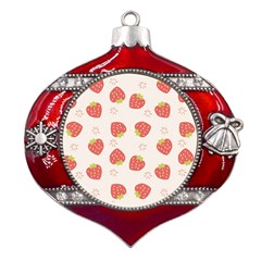 Strawberries-pattern-design Metal Snowflake And Bell Red Ornament by Salman4z