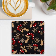 Christmas Pattern With Snowflakes Berries Uv Print Square Tile Coaster  by pakminggu