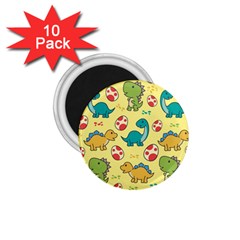 Seamless Pattern With Cute Dinosaurs Character 1 75  Magnets (10 Pack)  by pakminggu