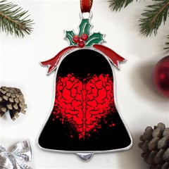 Heart Brain Mind Psychology Doubt Metal Holly Leaf Bell Ornament by pakminggu