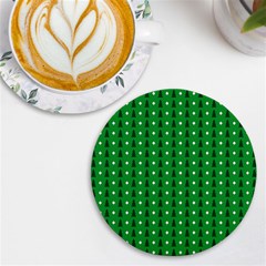 Green Christmas Tree Pattern Background Uv Print Round Tile Coaster by pakminggu