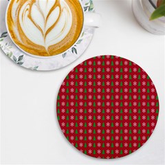 Snowflake Christmas Tree Pattern Uv Print Round Tile Coaster by pakminggu