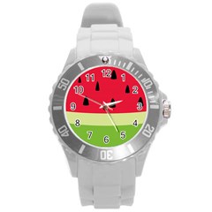 Watermelon Fruit Food Healthy Vitamins Nutrition Round Plastic Sport Watch (l) by pakminggu