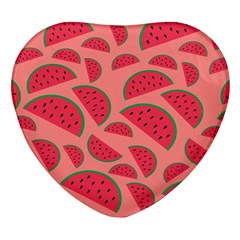 Watermelon Red Food Fruit Healthy Summer Fresh Heart Glass Fridge Magnet (4 Pack) by pakminggu