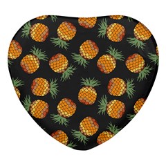 Pineapple Background Pineapple Pattern Heart Glass Fridge Magnet (4 Pack) by pakminggu