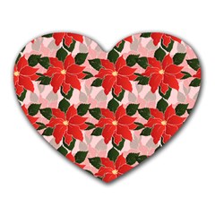 Poinsettia Pattern Seamless Pattern Christmas Xmas Heart Mousepad by pakminggu