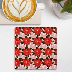 Poinsettia Pattern Seamless Pattern Christmas Xmas Uv Print Square Tile Coaster  by pakminggu