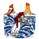 Beach Illustration Summer Beach Surf Waves Full Print Recycle Bag (XL) Front