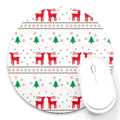 Red Green And Blue Christmas Themed Illustration Round Mousepad by pakminggu