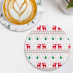 Red Green And Blue Christmas Themed Illustration Uv Print Round Tile Coaster by pakminggu