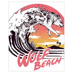 Gray Wolf Beach Waves A Wolf Animal Retro Drawstring Bag (small) by pakminggu