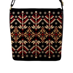 Vector Illustration Of Ukrainian Folk Seamless Pattern Ethnic Ornament Border Element Traditional Flap Closure Messenger Bag (l) by pakminggu