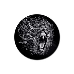 Lion Furious Abstract Desing Furious Rubber Round Coaster (4 Pack) by Mog4mog4