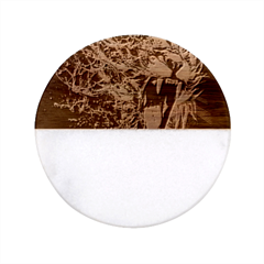 Lion Furious Abstract Desing Furious Classic Marble Wood Coaster (round)  by Mog4mog4