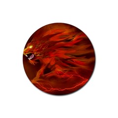 Fire Lion Flames Light Mystical Dangerous Wild Rubber Round Coaster (4 Pack) by Mog4mog4