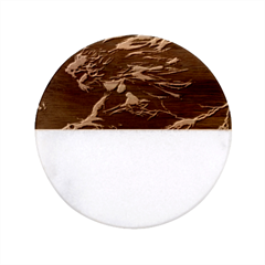 Fire Lion Flames Light Mystical Dangerous Wild Classic Marble Wood Coaster (round)  by Mog4mog4